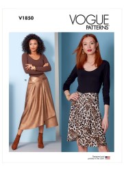 1850 Vogue Easy Unlined Asymmetric Wrap Pleat Skirt Pattern 16-24 New